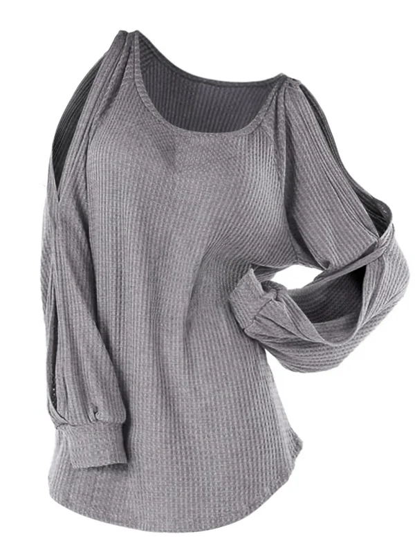 ROSEGAL размера плюс, рукав реглан, туника, трикотаж, пуловеры для женщин, с круглым вырезом, с открытыми плечами, свитера, одноцветная туника, топы, осень