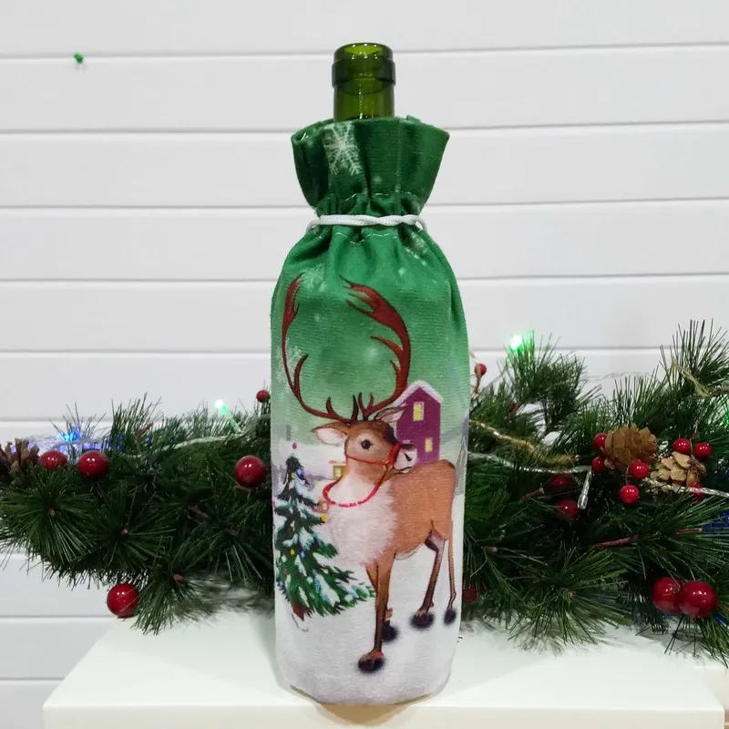 Крышка для бутылки с красным вином сумки украшения дома вечерние Санта-Клаус Снеговик Рождественская упаковка Рождественское украшение