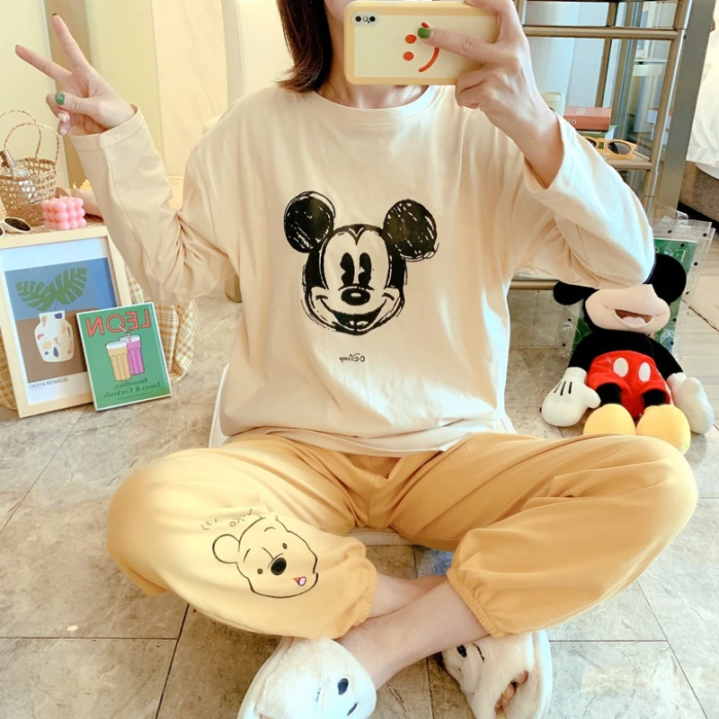 ディズニー レディースパジャマセット ブラックストロークミッキーマウス 秋冬 ロングセット ラウンジウェア ナイトウェア パジャマセット Aliexpress