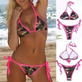 

WOMAIL Women Bandage Underwear Set Push-Up Brazilian Two Piece Lingerie Women's Camouflage Strap Split Lingerie Set 19Dec25