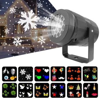 

Indoor LED Snowflake 12 Pattern Light Blizzard Laser Projector Lamp USB Move Snow Christmas Rotating Projection Lawn Light