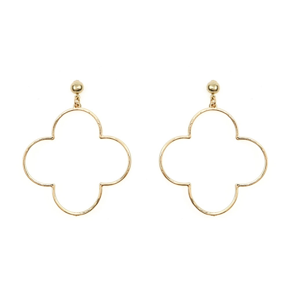 New Trend Simple Earrings For Women Vintage Gold Color Four Leaf Clover Shape Cute Fashion Jewelry (5)