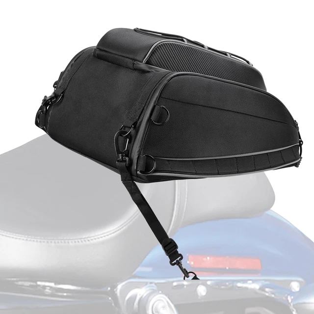 Motorcycle Bag Waterproof Tail Bag Rear Seat Luggage Bags Backpack with Rain Cover and Straps For
