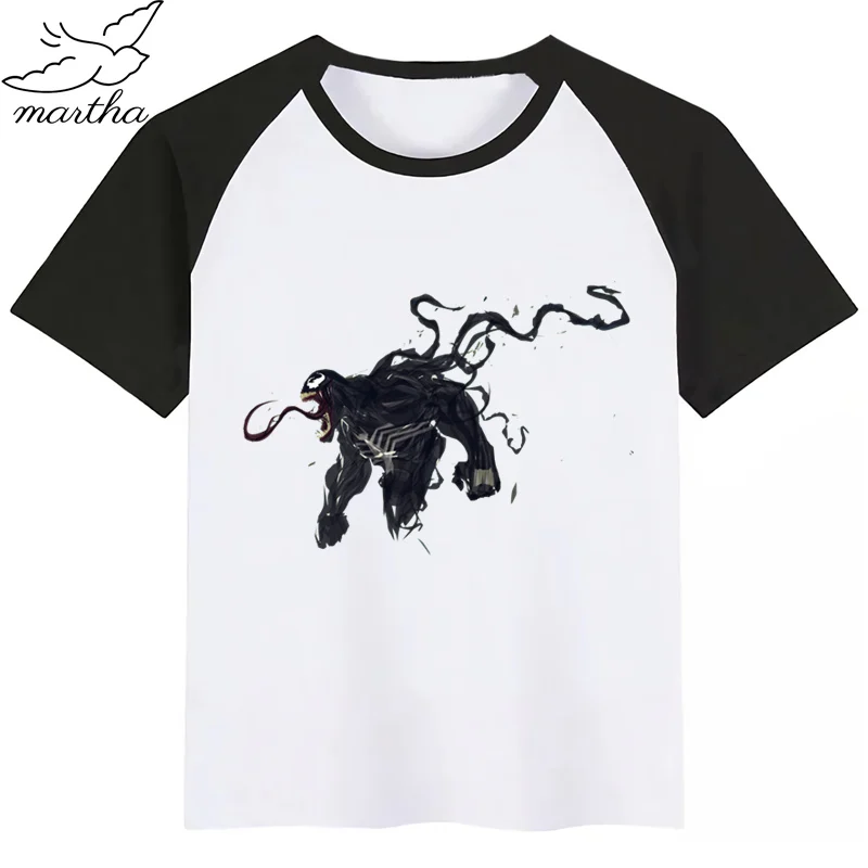 Venom Marvel/Новое поступление, футболка для девочек Футболка с забавным принтом Одежда для девочек-подростков белые футболки с круглым вырезом и короткими рукавами для мальчиков