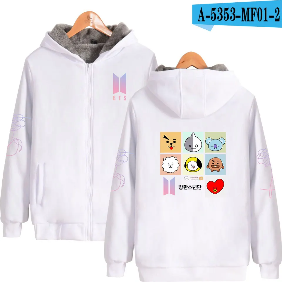 LUCKYFIRDAY Билли эйлиш толстовки на молнии хлопковая одежда Kpop Корейская мода уличная унисекс Harajuku толстовки на молнии парки - Цвет: White