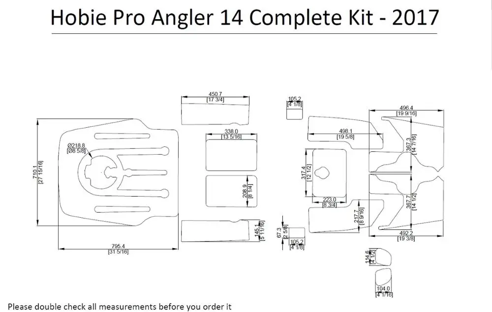 Hobie Pro Angler 14 полный комплект каяк лодка EVA настил коврики 1/4"
