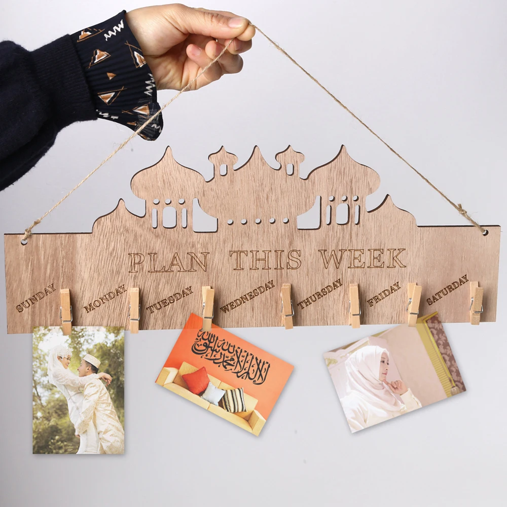 

1PCs Ramadan Activities Eid Mubarak Ramadan Wooden Country Eid Al-Fitr Memo Family Jewelry Listing For Home Decor