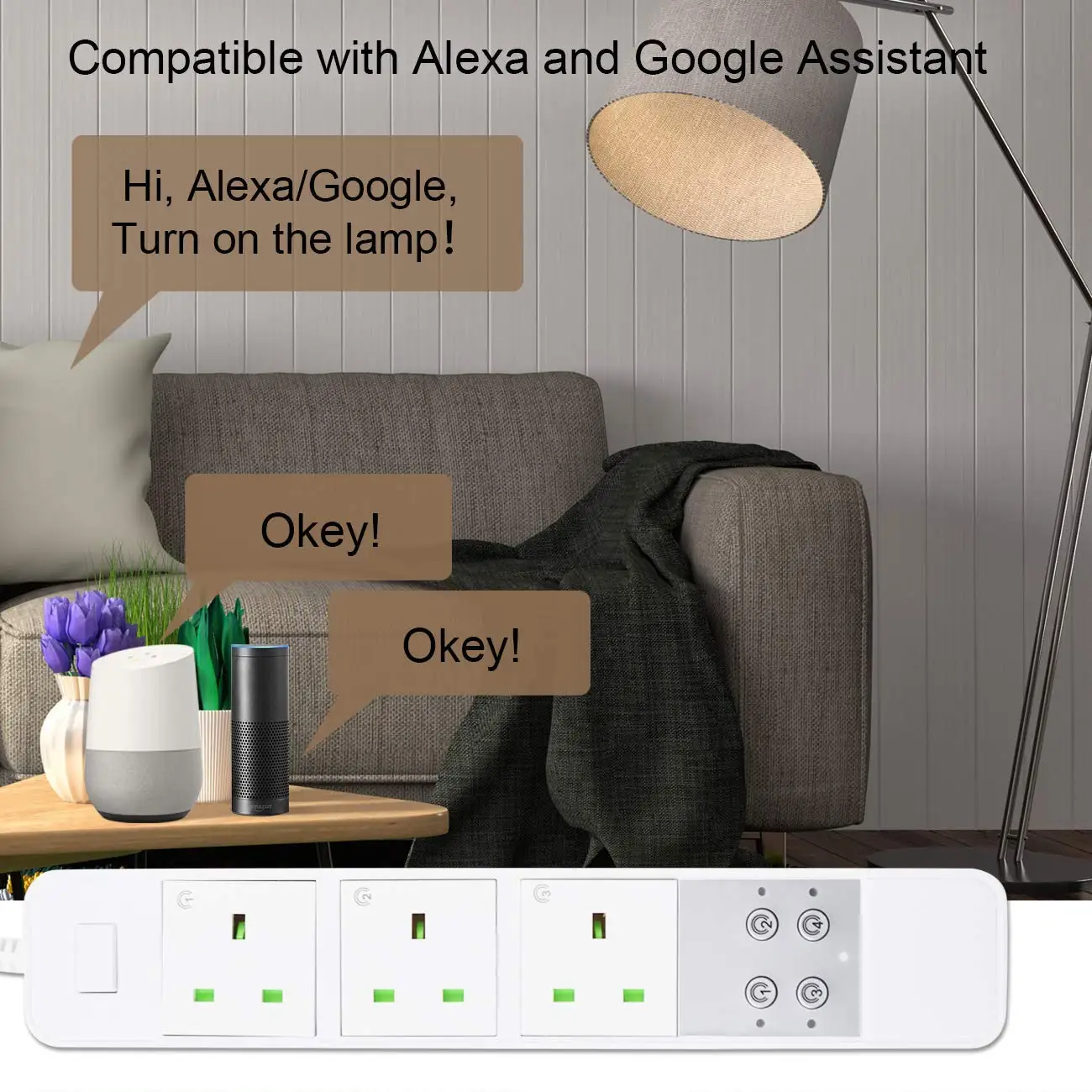 Wifi Smart power Strip Защита от перенапряжения UK Plug удлинители независимый переключатель дистанционное управление работа с Alexa Google Home