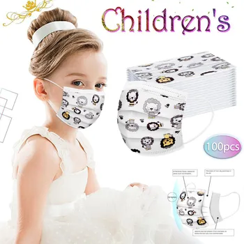 

Kids Child Disposable Cartoon Mouth Mask 3 Layer Breathable Children's Non Wovens Mask Thick Warm Face Earloop Mask Mascarilla