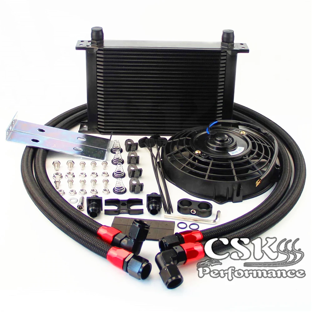 ^Cheap 25 Row 248mm AN10 British Oil Cooler Kit w/ Brackets Fits For BMW E36 Euro E82 E9X 135/335 E46 M3 E90 E92 Black/Silver