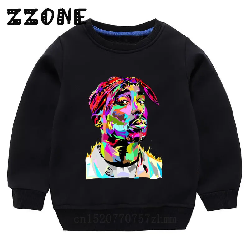 Детские толстовки с капюшоном свитшоты в стиле хип хоп рисунком Тупак 2pac