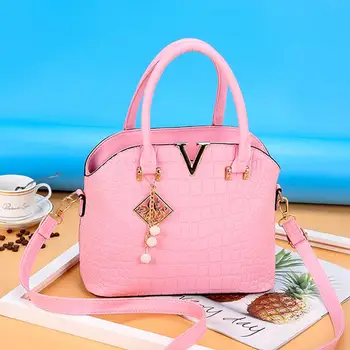 

Women Large PU Hand-Held Shell Bag with Zipper Interior Pockets for Office Business Travel