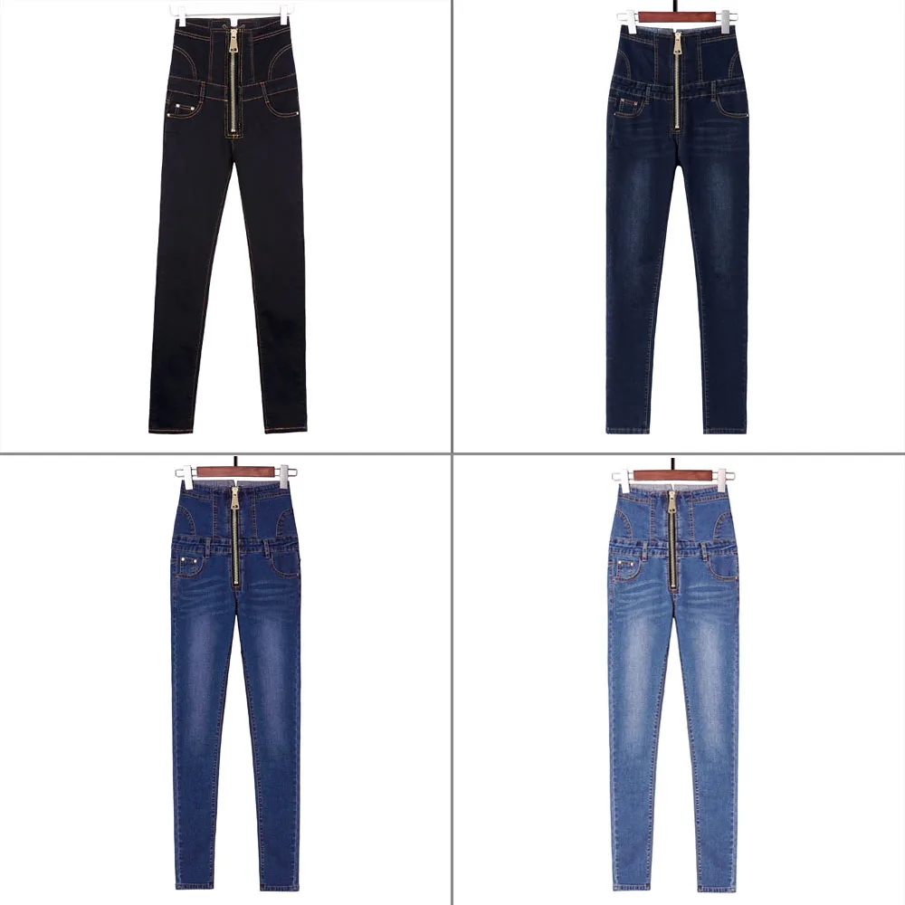 Женские джинсы с высокой талией, Женский Большой обтягивающий большого ...
