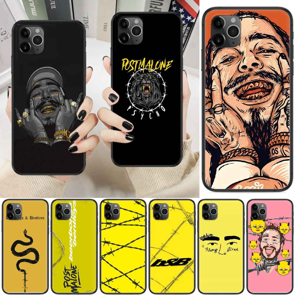 Чехол для телефона Post Malone корпус корпуса iphone 5 5s se 2 6 6s 7 8 12 mini plus X XS XR 11 PRO MAX черный