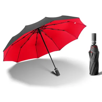 

Fully-Automatic Double Big Umbrella Rain Women 3Folding Wind Resistant Large Umbrella Men Travel Business Car Umbrellas