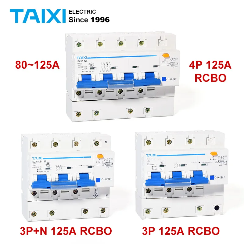 

DZ47-125 RCBO For Low Voltage Circuit Breakers DZ47-63 ELCB 80A 100A 125A With 100mA 300mA Leakage 10KA 63A air switch MCB
