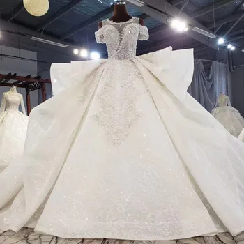 شراءصنع العرف 2021 الفاخرة بريق فساتين الزفاف حجم كبير فساتين الزفاف منتفخ العربية مسلم زي العرائس Vestido De Noiva