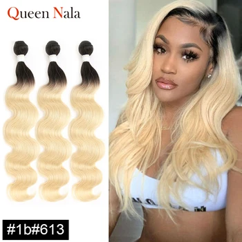 

Queen Nala Colored Hair Bundles 8-26Inch Body Wave Human Hair Weave Bundles 4/27/30/33/99j/Burgundy Remy Hair Extensions