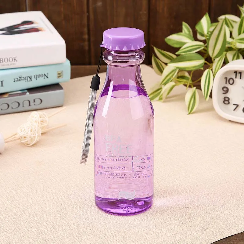 Портативный 550 мл пластиковая Спортивная бутылка для воды, герметичные бутылки для езды на открытом воздухе, путешествий, скалолазания, кемпинга, HU - Цвет: transparent purple