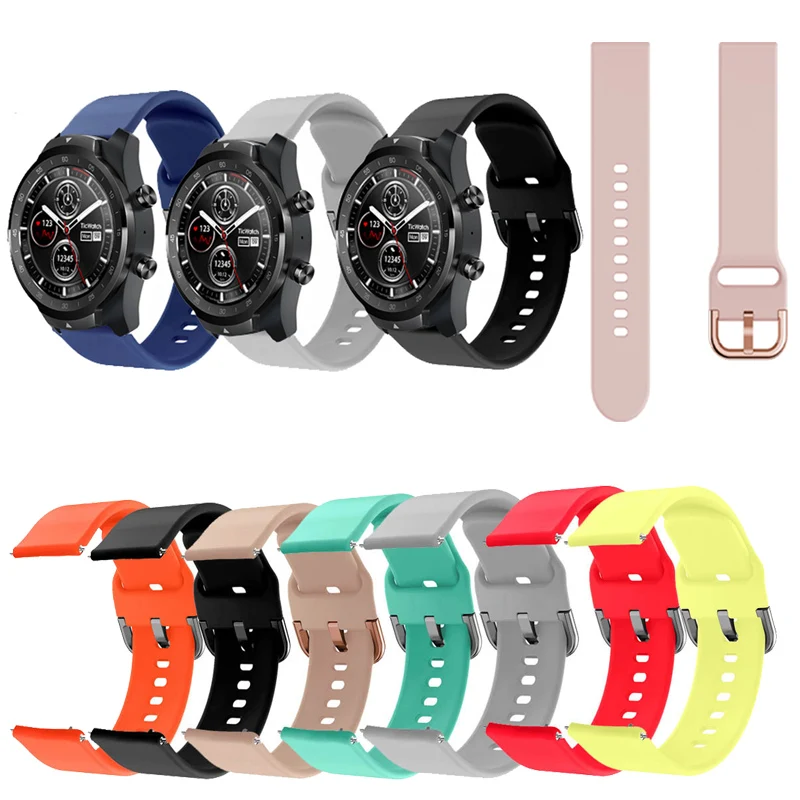 

20mm 22mm Soft Silicone Band Strap for Ticwatch Pro 3 E2 S2 GTX Band with fashional colors