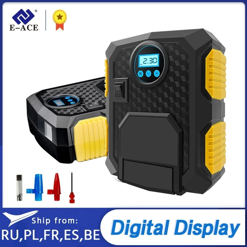 E-ace-Compresor de aire para inflar neumáticos, bomba de aire digital para ruedas de coche y moto, inflador de neumáticos, 12V, PSI Automóviles y motocicletas