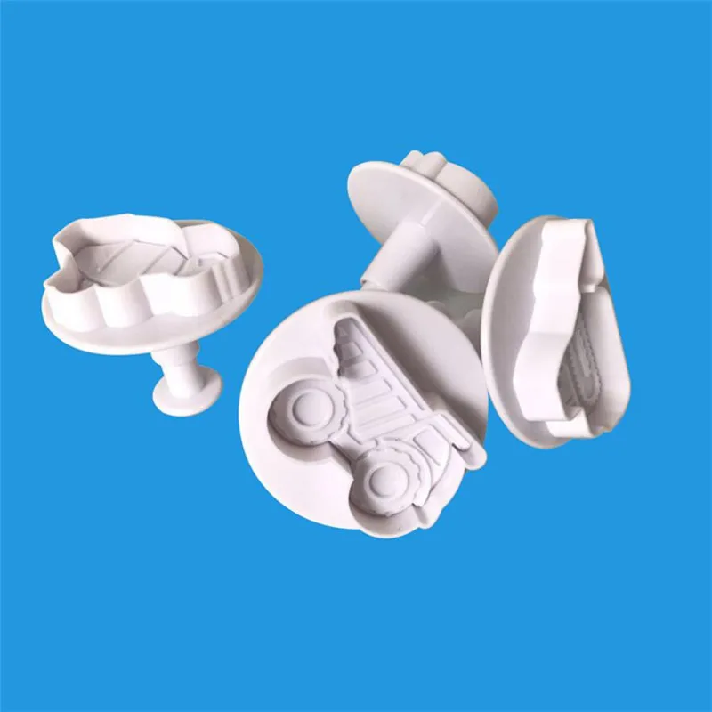 Cookie Cutter 3D Car Plane Train Vehicle Transportation Baking Stamp Press 4pcs