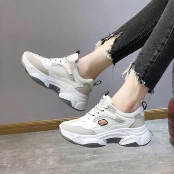 

Women Fashion Sneakers Ulzzang Chunky Black Platform Sneakers 2020 Autumn Tenis Basket Female Casual Shoes Woman Breathable 5cm