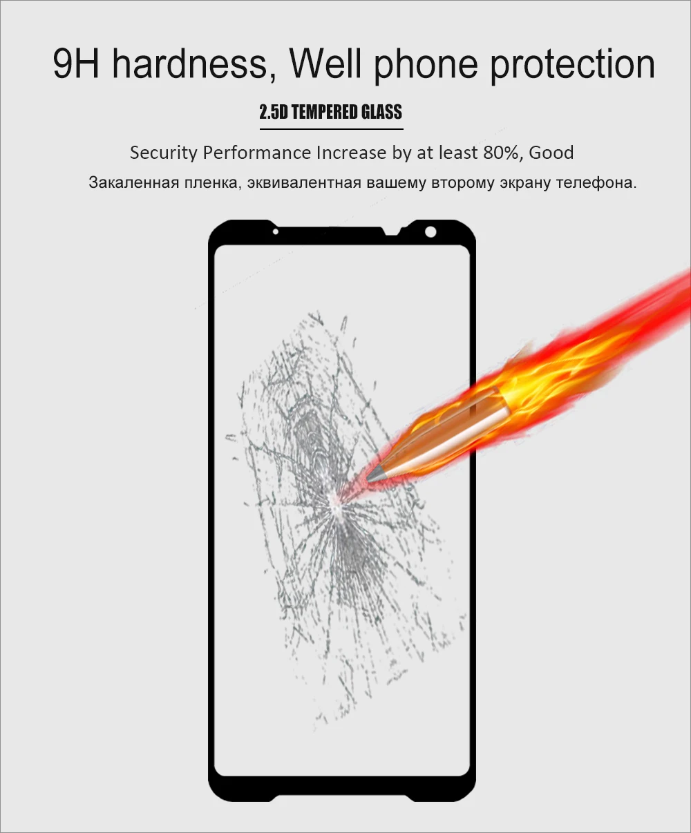 75 шт./партия 2.5D Премиум Закаленное стекло для Asus ROG Phone II полное покрытие Защитная пленка для Asus ROG Phone II