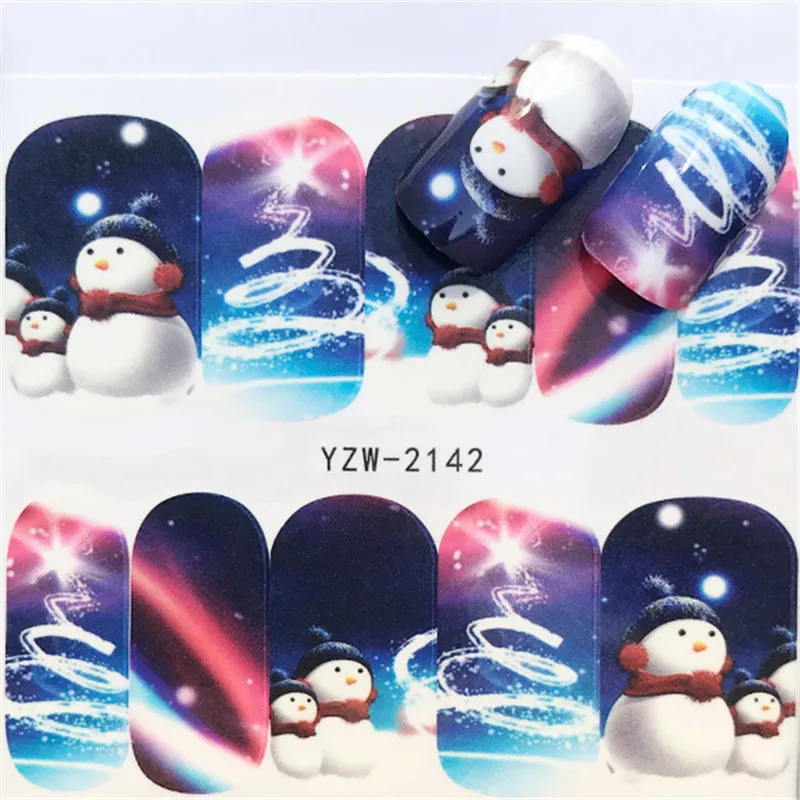 

2019 NEW Water Transfer Nail Sticker Christmas Snowman Watermark Adhesive Sliders New Year Decoration Wraps Decals