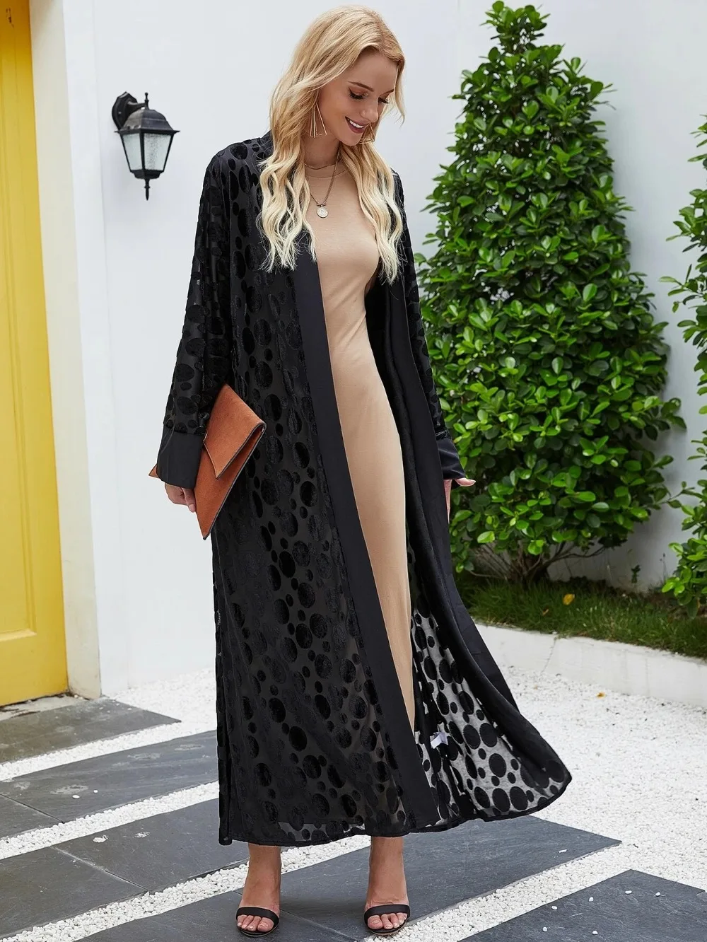 black velvet open abaya