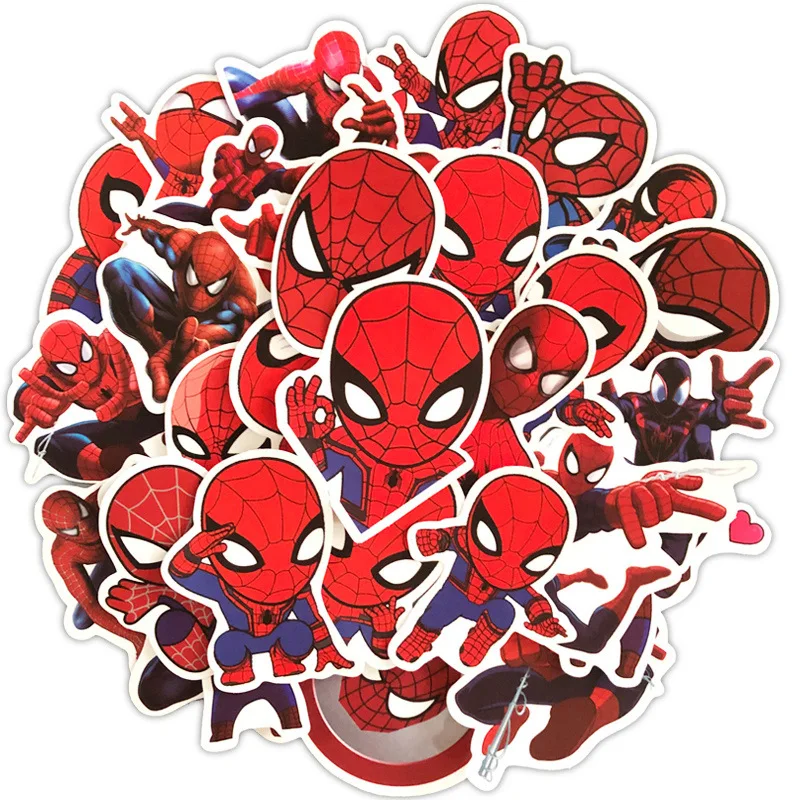 35 PCS Marvel Spiderman DIY Stickers Car Motorcycle Travel Luggage Phone Guitar Skateboard Waterproof Classic Toy Decal Stickers