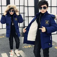 Новая зимняя детская куртка для мальчиков, верхняя одежда с меховым капюшоном для подростков, парка, плотное хлопковое пальто для России, одежда