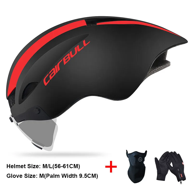 Red Glove M Открытый Спортивный MTB велосипедный шлем с TT Объектив Маска перчатки ветрозащитный дорожный горный велосипед шлем Сверхлегкий велосипедный шлем для верховой езды - Цвет: Red Glove M