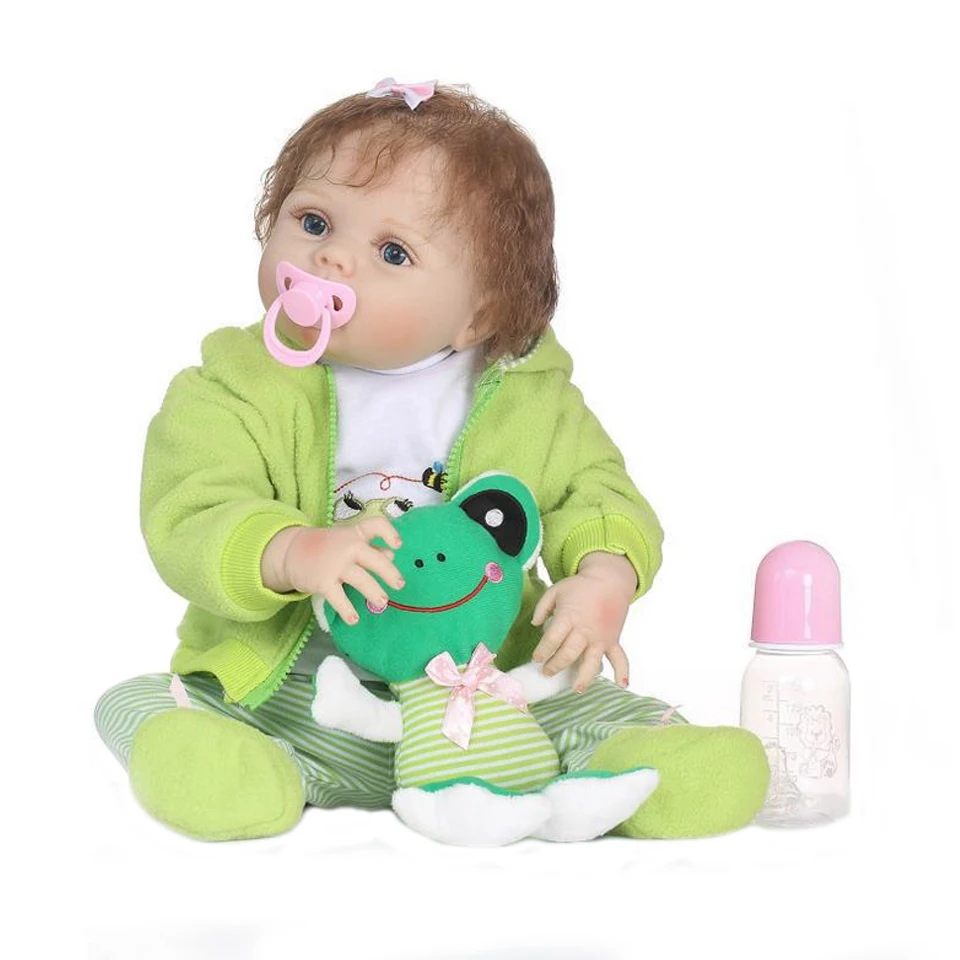 

2019 newest bebe reborn doll 55cm soft full silicone reborn baby fog doll Lifelike Alive Babies Doll Christmas Birthday gift