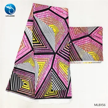 

LIULANZHI Silk wax fabrics african Wholesale multicolor satin fabric 4+2yards nigerian satin prints fabric ML8X