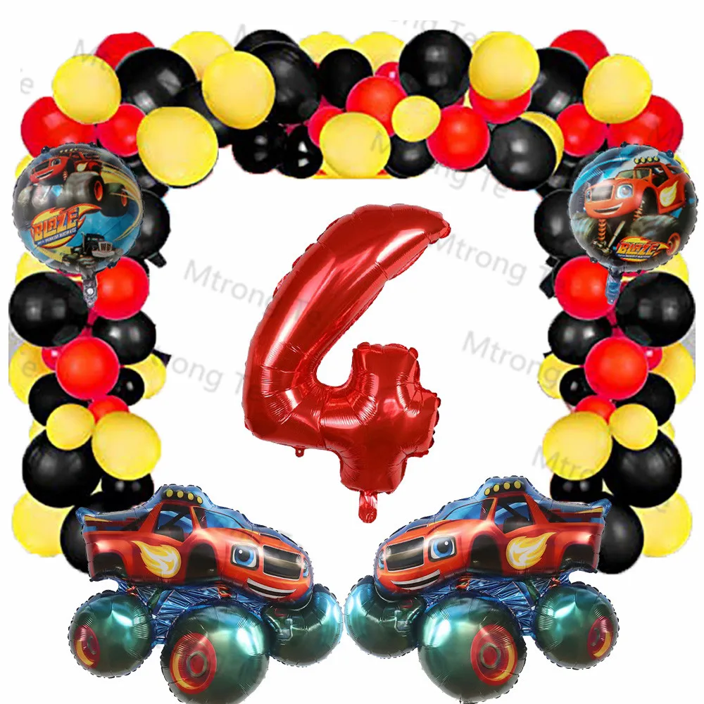 1Set Blaze Monster Foil Ballons Cartoon Sports Car Latex Ballons Macchine Per La Decorazione Della Festa Di Compleanno Racecar Suv Giocattoli Per Bamb