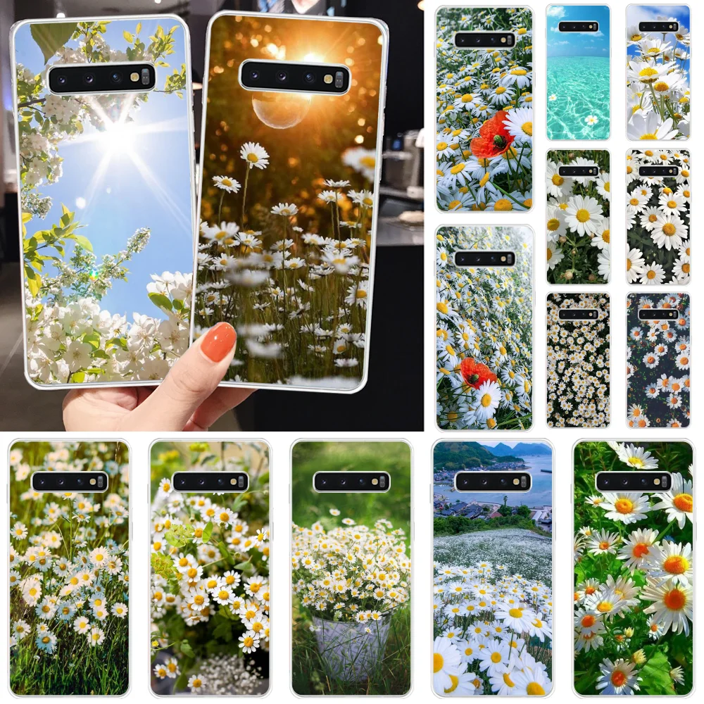 BaweiTE Daisy luxury flower Cover Black Soft Shell Phone Case for Samsung S10 Plus S9 S8 S8plus S7 S6 Mobile Cases | Мобильные