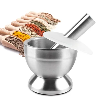 

Stainless Steel Garlic Spice Grinder Salt Pestle Bowl Herb Mills Pepper Grinder Pot Kitchen Tool Seasonings Grinder Mill Crusher