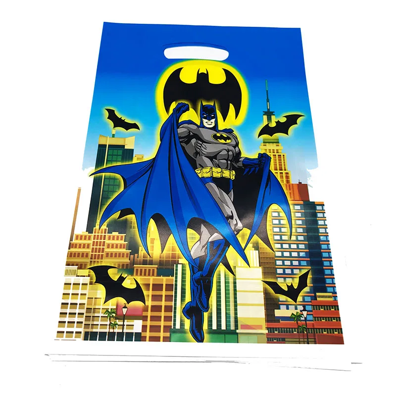 10 шт./упак. Бэтмен тема конфеты сумки Бэтмен День Рождения украшения Бэтмен пластиковые мешки для конфет ребенок душ вечерние принадлежности