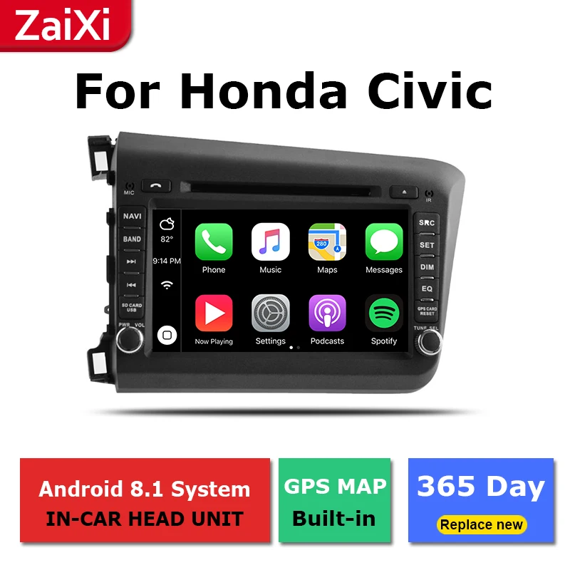 ZaiXi 2Din мультимедийный плеер для Honda Civic 2012 ~ 2015 Android радио GPS навигация IPS экран HiFi Wi Fi