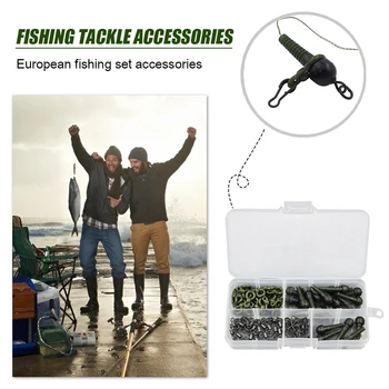 

60Pcs Fishing Rolling Swivels Clip Snaps Swivel with Bait Screw Set Storage Box Hair Rig Carp for Outdoor Fishing Tackle