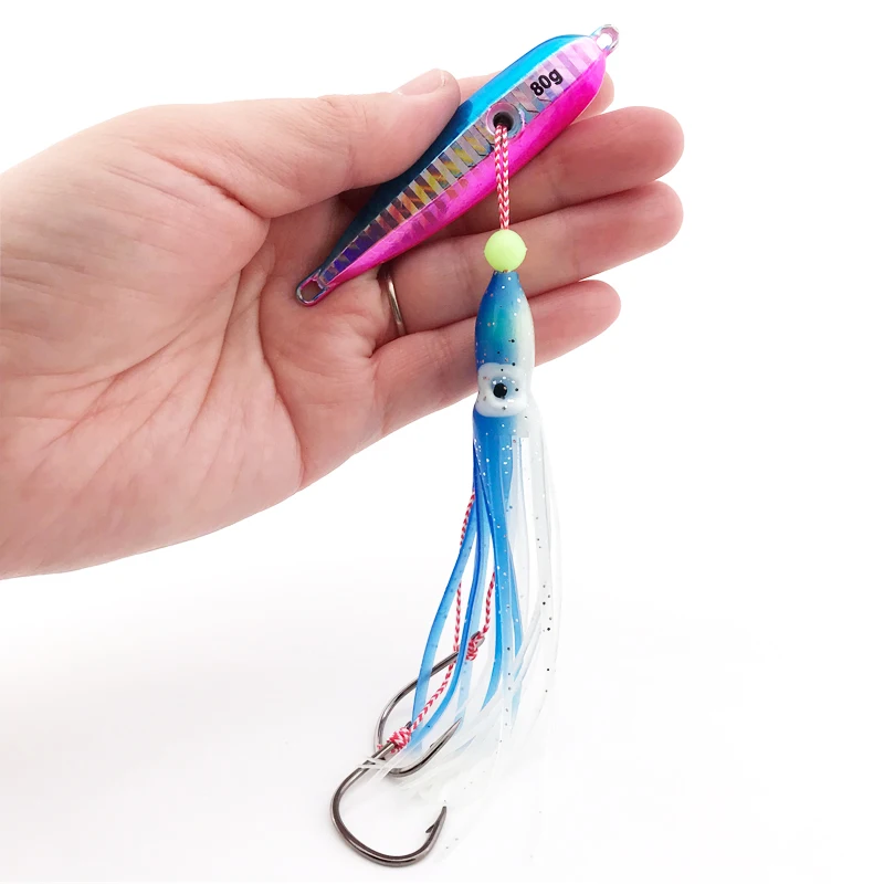 

Bottomship inchiku Squid Octopus lure Metal slow jig head with skirts hook 40g 60g 80g Sinking saltwater fishing lure Hard bait