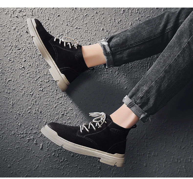 Botas hombre/мужские ботинки; безопасная обувь из натуральной кожи; высококачественные винтажные зимние ботинки в британском стиле; Зимние Повседневные водонепроницаемые ботильоны