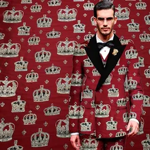 100x140 см большая корона с принтом полиэфирная жаккардовая ткань с металлической золотой нитью для женщин осеннее платье брюки и костюм DIY шитье