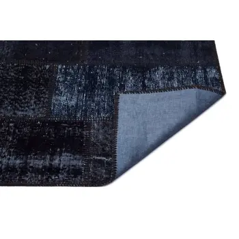 

Handmade Black Vintage Overdyed Patchwork Area Rug 080x150 Cm-2'7''X4'11''