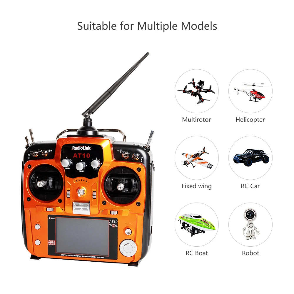 Радиоуправляемый передатчик и приемник Radiolink AT10II 12CH R12DS 2,4 GHz DSSS& FHSS прибор дистанционного управления по радио для радиоуправляемого дрона/фиксированного крыла