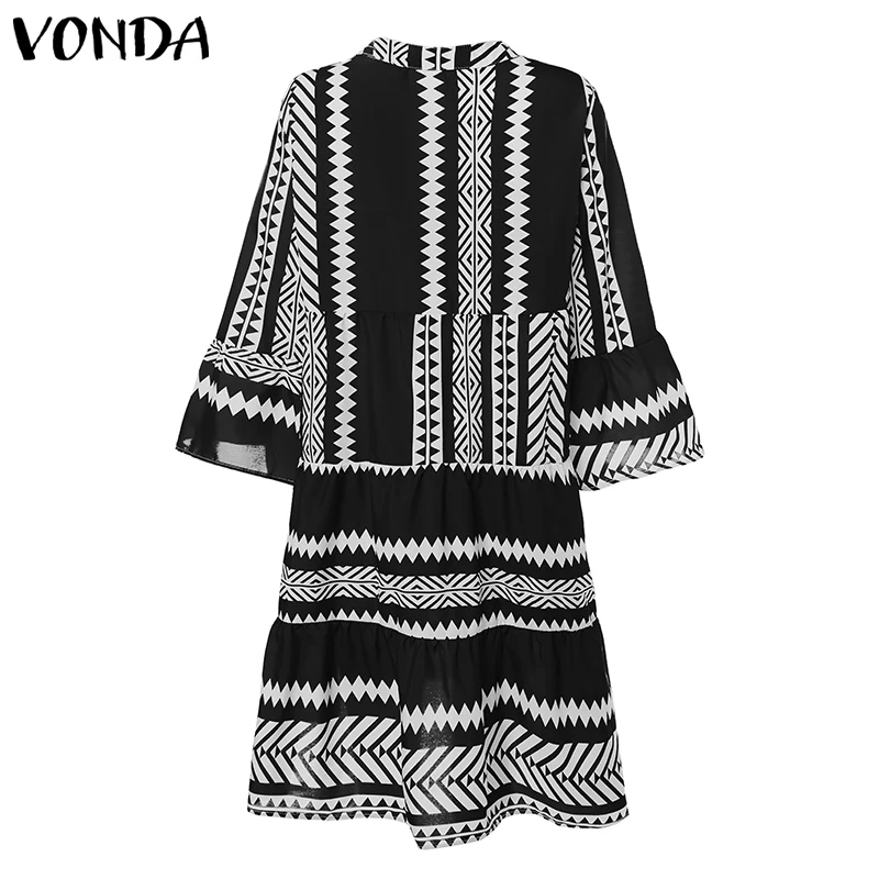 VONDA платья для беременных сексуальное v-образный вырез 3/4 с расклешенными рукавами С Принтом Короткое платье Летнее повседневное богемное пляжный сарафан Vestido
