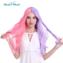Moda& Режим волос розово-светильник фиолетовый Барби Косплэй парик 2" Блондинка длинные шелковые прямые синтетические Синтетические волосы на кружеве парик средняя часть