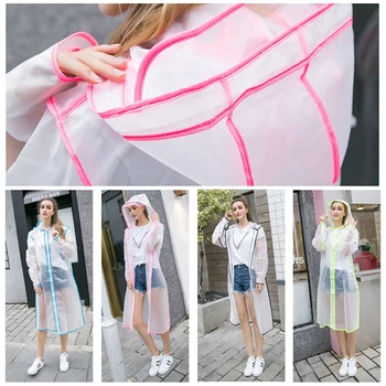 

EVA fashion frosted transparent long raincoat hiking outdoor adult raincoat fashion simple and generous