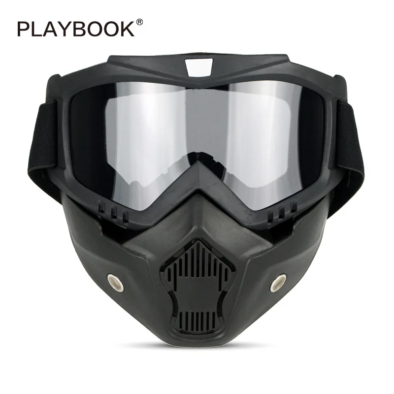 Motorcycle Goggles Mask- Goggles Mask, Road Riding UV Motorbike Glasses with Dustproof Mask, Cool Helmet Glasses Windproof